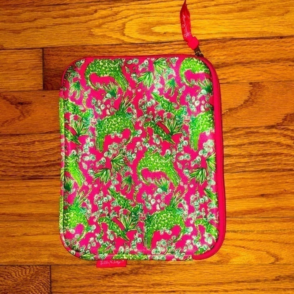 Lilly Pulitzer See You Later IPad Sleeve Pink & Green Alligator Print Cute Prep